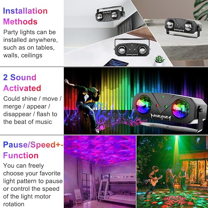 Disco Lights Disco Ball, Sound Activated Party Light - Image 4