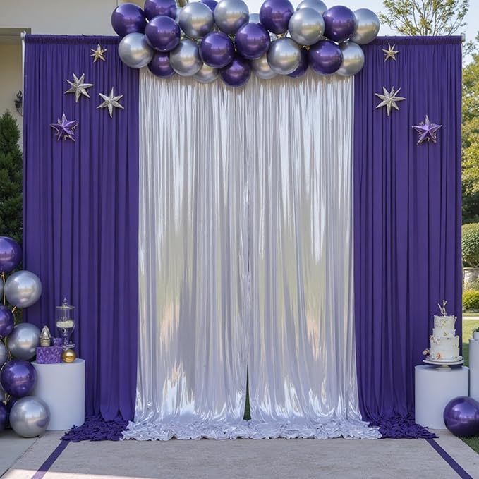 20x10 ft Wrinkle Free Silver Sequin Backdrop Curtain - Image 9