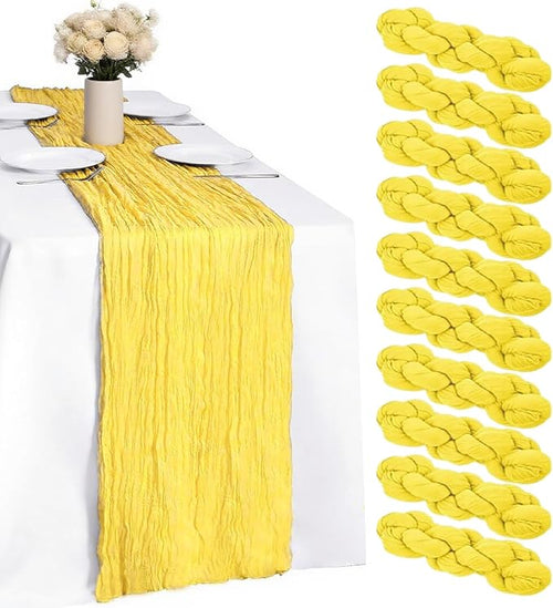 10 Pack Yellow Cheesecloth Table Runner -21*120Inch Long Boho Wedding Table by MIRRASMIRROR