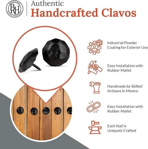 10 Pack 1.5" Round Head Iron Clavos Decorative Nails – Black – Handmade Rustic - Image 2