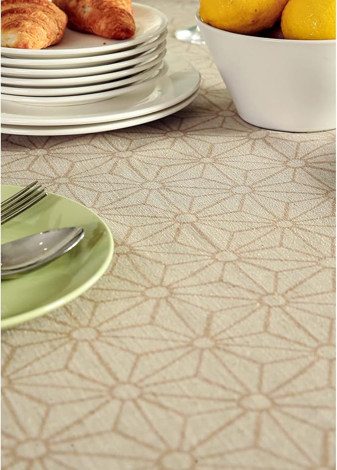 patdrea Designer French Light Brown Rectangle Table Cloth, Linen Floral Durable - Image 4