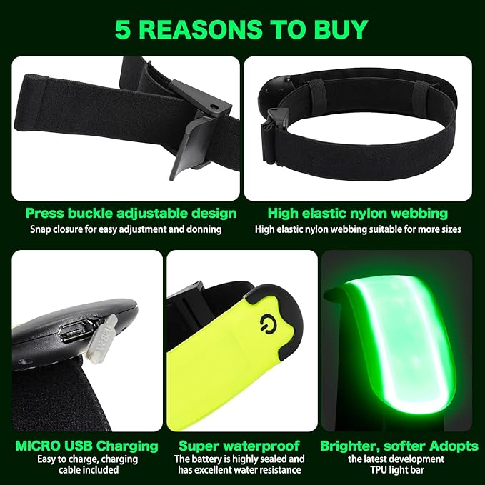 LED Armband Running USB Rechargeable, High Visibility Wristband - Image 3