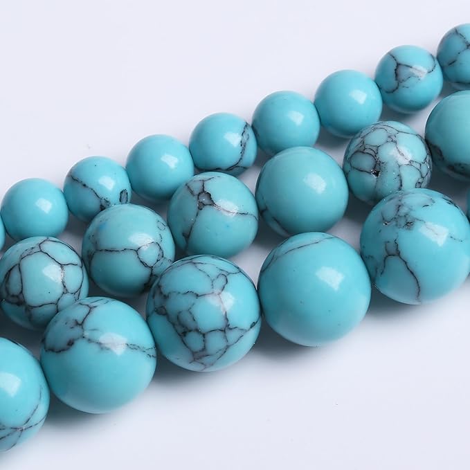 Lake Blue Turquoise Stone Beads Gemstone Round Crystal Energy Jade Beads Stone - Image 3
