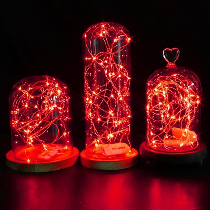CYLAPEX 6 Pack Red Fairy Lights String Battery Operated Fairy Lights Firefly - Image 5