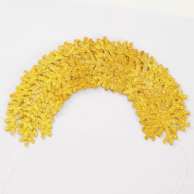 Snowflake-Snow Gold Christmas Party-Decoration Garland - 52ft Winter Wonderland - Image 3