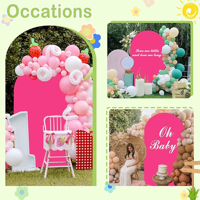Hot Pink Arch Backdrop Wedding Arch Cover Double Sided Spandex Cover Decorations - Image 2