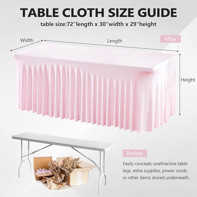 Wish Care 2 Pack Pink Spandex Table Clothes - Image 3