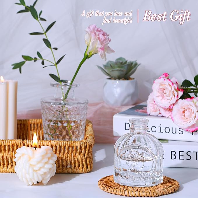Clear Glass Bud Vases Set of 5, Mini Flower Vase - Image 4