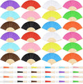 24 Pieces Hand Held Bamboo Folding Fans Paper Fans Handheld by Bringsparkletoeverydaylife