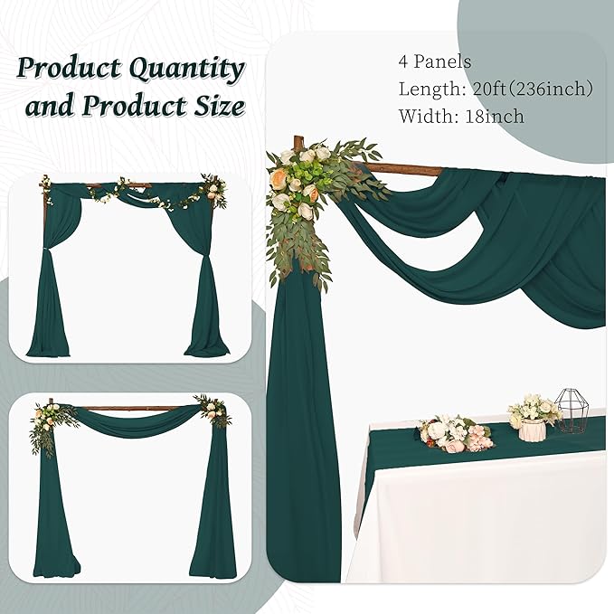 8 Panels Wedding Arch Draping Fabric 28" x20Ft Wedding Arch Drapes Chiffon - Image 6