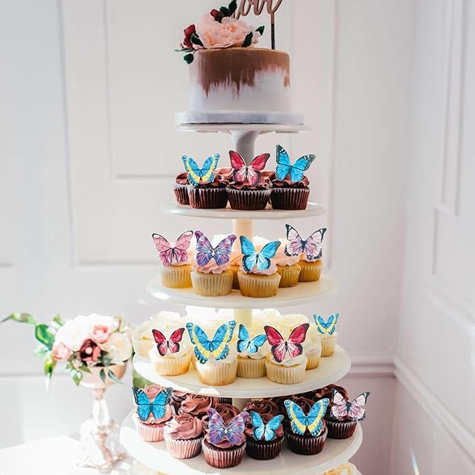 Ephlyn 40Pcs Edible Butterfly Cupcake Toppers 3D Butterfly Cake Picks Mixed - Image 6
