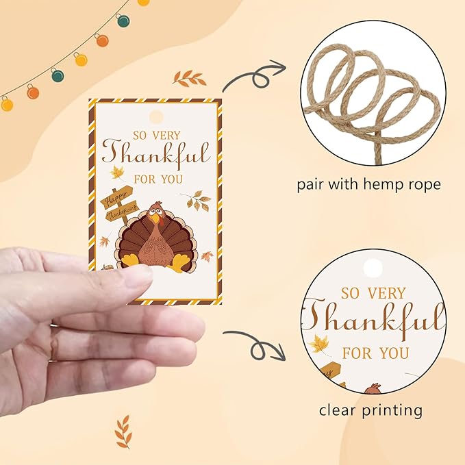 50pcs Thanksgiving Thank You Gift Tags, Turkey Theme Gift Tags - Image 3