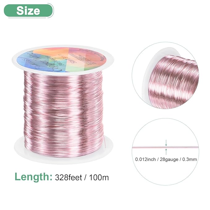 0.3mm Jewelry Wire, 28 Gauge 328FT Craft Wire Copper Beading Wire - Image 3