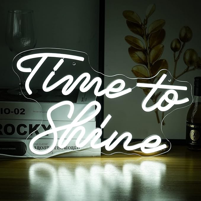 Time To Shine Neon Sign White Led Sign Time To Shine Neon Lights Decor by LISIGNVE