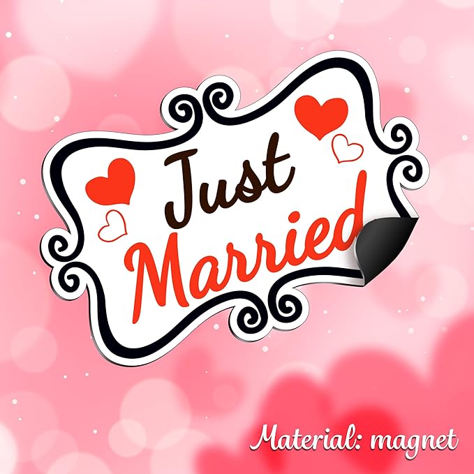 Just Married Car Decorations, 12x8 Magnet Decals - Image 4