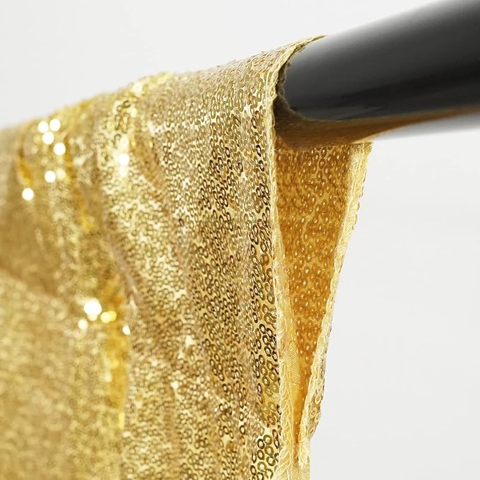 Poise3EHome 7Ft x 7Ft Gold Sequin Backdrop, Glitter Thick Satin Sequin - Image 5