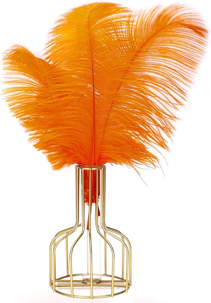 YAKRUNA 30PCS Orange Ostrich Feathers Bulk 12-14 Inches - Image 3