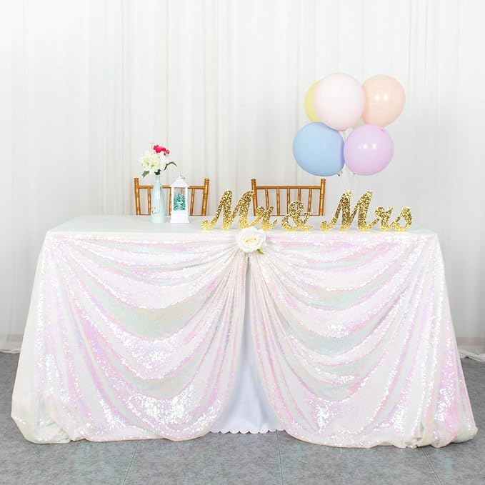 ShinyBeauty Square Tablecloth 72x72-Inch Sequin Tablecloth Overlay Iridescent by ShinyBeauty