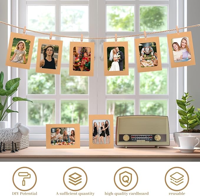 100 Pack Paper Picture Frames, 4x6 Inch Photo Strip Frame Hanging Photo Display - Image 6
