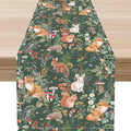 Rustic Forest Table Runner, Farmhouse Wild Woodland Animals Country Deer Fox by Unknown