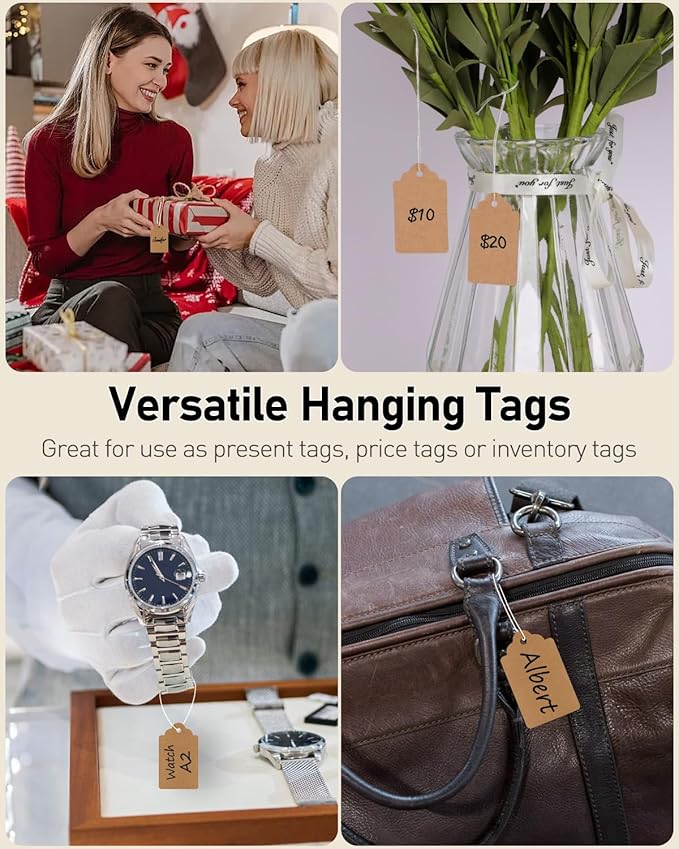 Uniclife 200 Pcs Writable Brown Kraft Paper Tags, 1.8" x 1.05" - Image 7