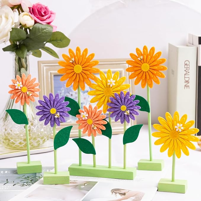 8 PCS Daisy Felt Centerpieces for Tables Flower Party Decorations Daisy - Image 6