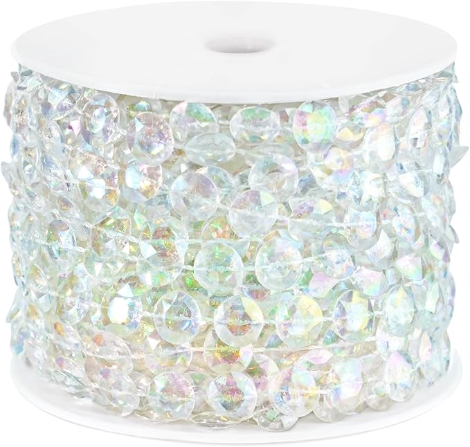 Iridescent Acrylic Crystal Garland, 49FT Diamond-Shaped Beads by ZJJZGYXINTAI