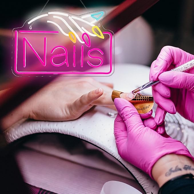 Nails Neon Sign Nail Salon Room Decor Window Wall Art - Image 6