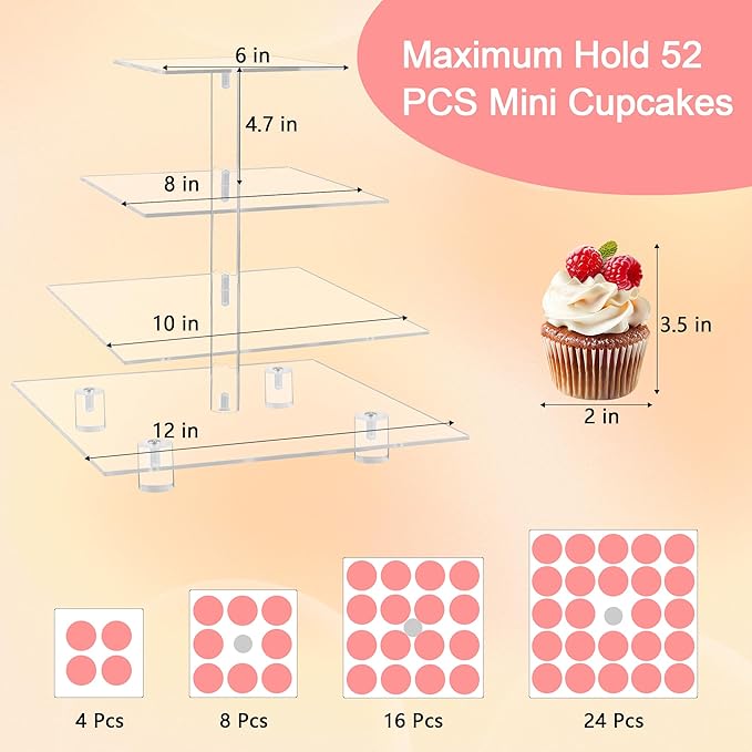 YestBuy 4 Tier Acrylic Cupcake Stand - Image 5