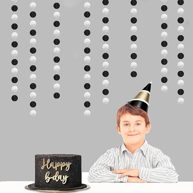 Black-Silver Birthday Graduation Party-Decorations Streamers - 52Ft Hanging - Image 6