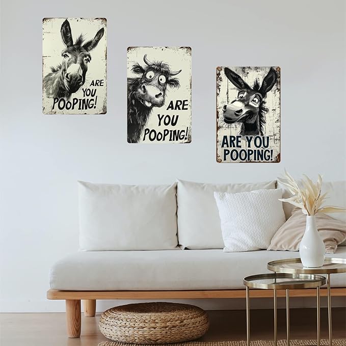 Funny Donkey "Are You Pooping?" Tin Sign - Image 3