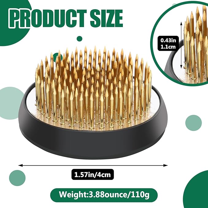 Sliner 16 Pieces Floral Frogs 1.57 Inch Round Brass Flower Holder Japanese - Image 2