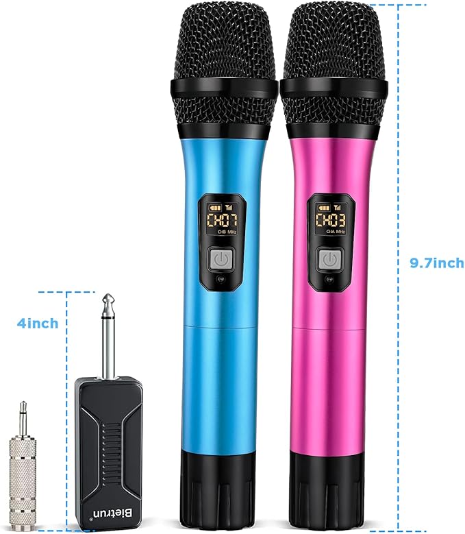 Wireless Microphone, Bietrun UHF Metal Dual Handheld Cordless Dynamic Mic System - Image 7