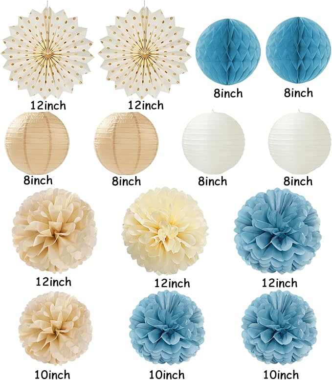 Light-Dusty Blue Beige-Champagne Boho Party-Decorations - Image 2
