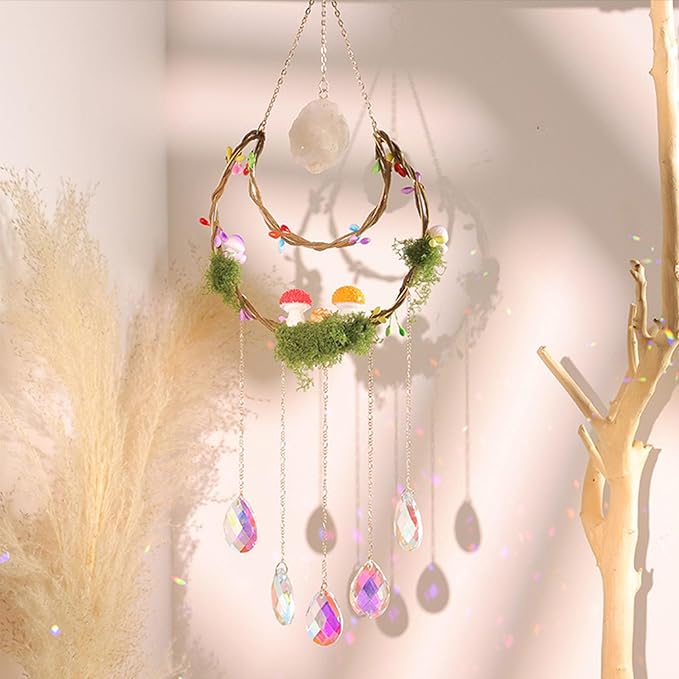 TUOKING Crystal Suncatchers for Window Hanging Mushroom Colorful Crystals Prism - Image 6