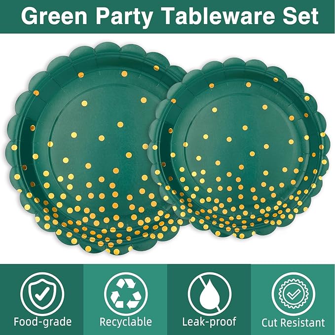 175Pcs Green and Gold Party Decoration - Image 3