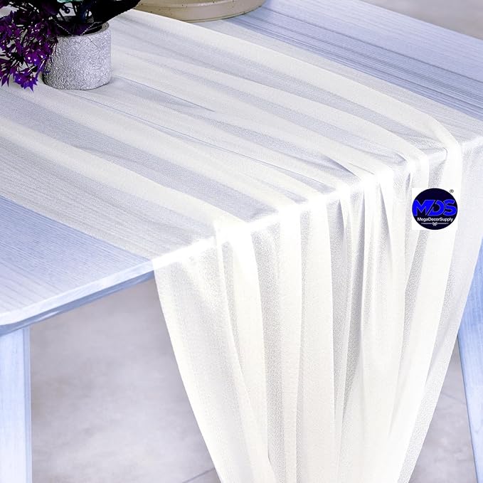 MDS 20 Pack 10ft Chiffon Table Runner 29 x 120 Inches Sheer Wedding Runner - Image 4