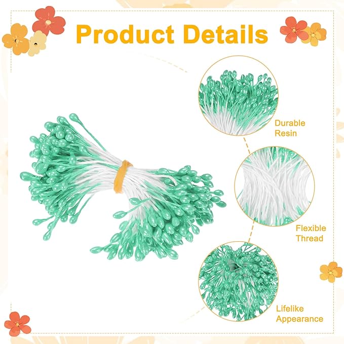 150-Pack Flower Stamens for Crafts, 5mm Double Heads Artificial Pearl Floral - Image 2