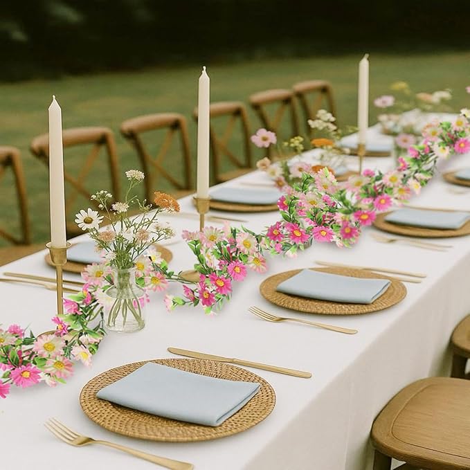 Silk Flower Garland Pink Wildflower Garland - Image 3