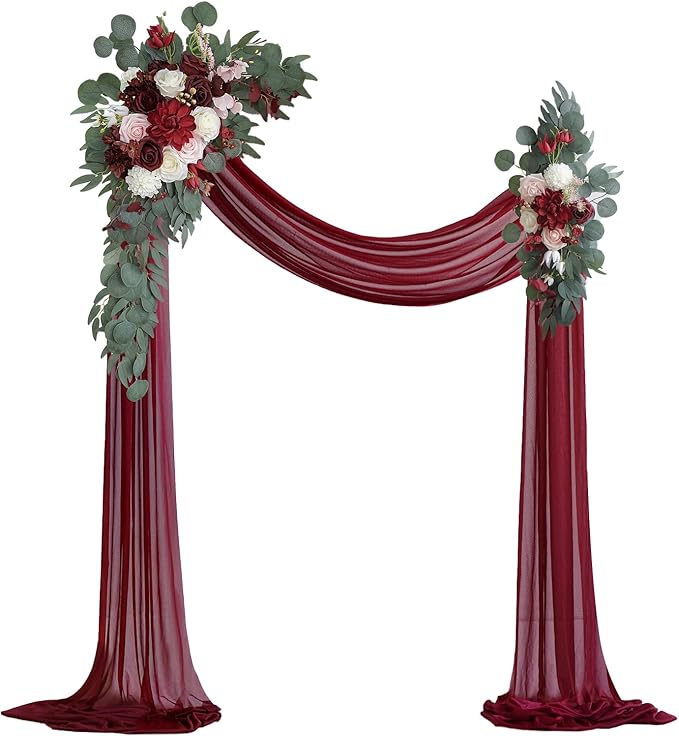 Burgundy Artificial Wedding Arch Flowers Kit by Love%C2%A0Every%C2%A0Bit%C2%A0of%C2%A0Life