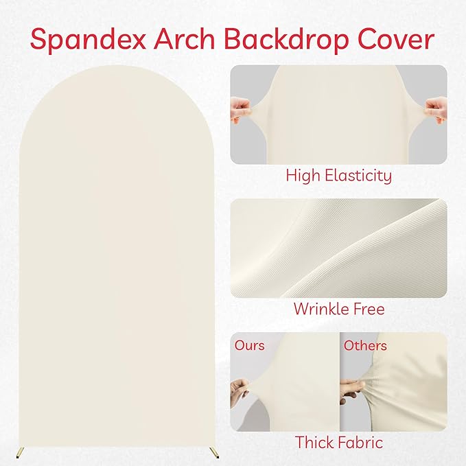 Arch Backdrop Stand Cover 6.6Ft Beige Thick Spandex Fabric Arch Backdrop Cover - Image 5