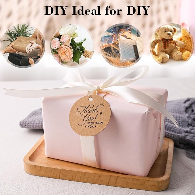 SallyFashion 120PCS Thank You Gift Tags, Round Brown Paper Tags - Image 5