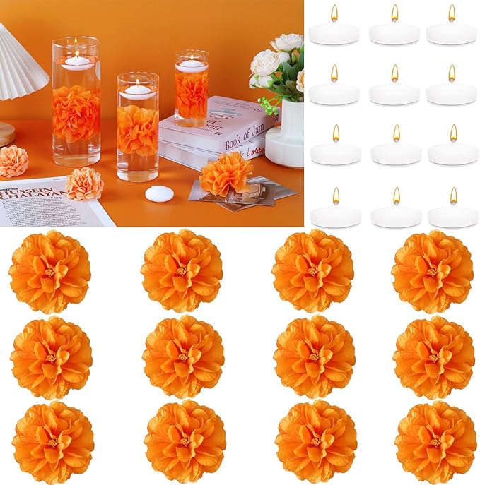 24 Pcs Floating Candles for Centerpieces and Floating Flowers Vase Fillers for by Unknown