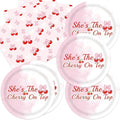 40pcs Cherry Birthday Decorations Bow Cherry Themed Plates and Napkins by Unknown