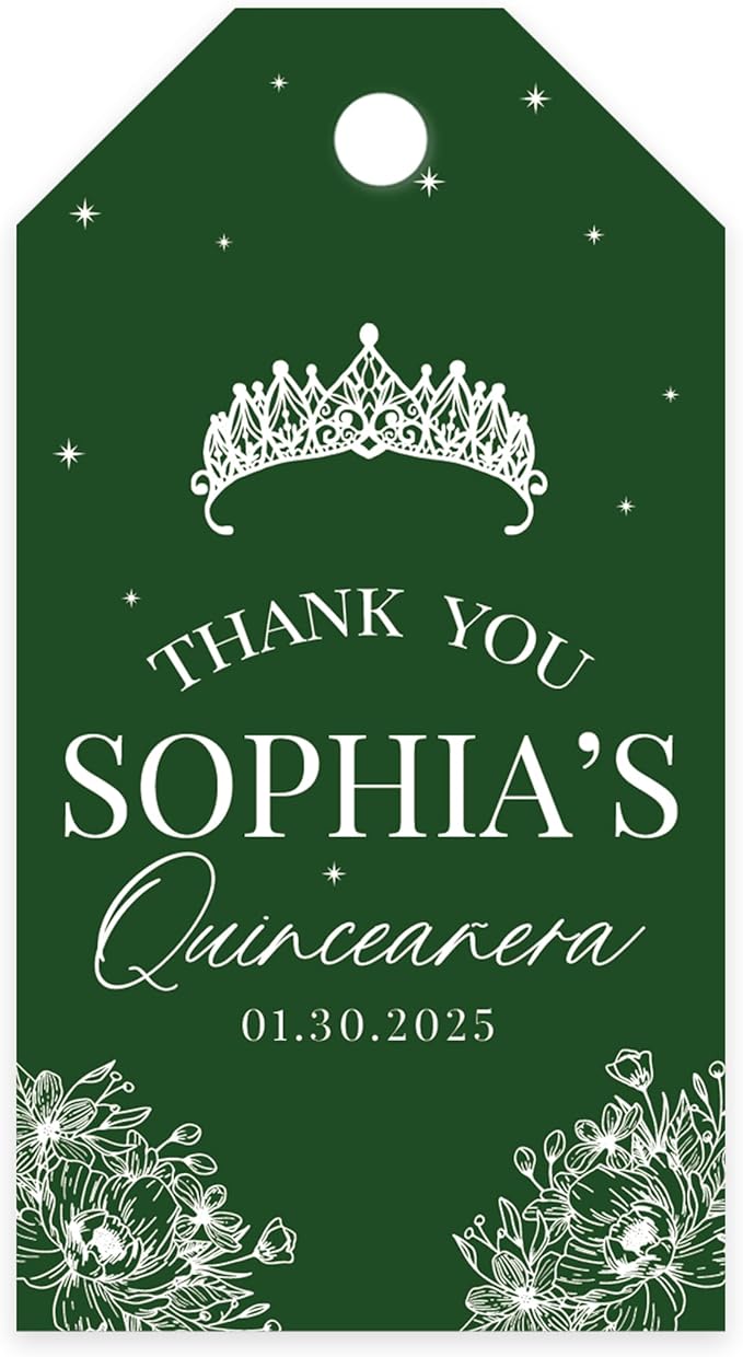 Andaz Press 40-Pack Personalized Quinceañera Favor Tags by AndazPress