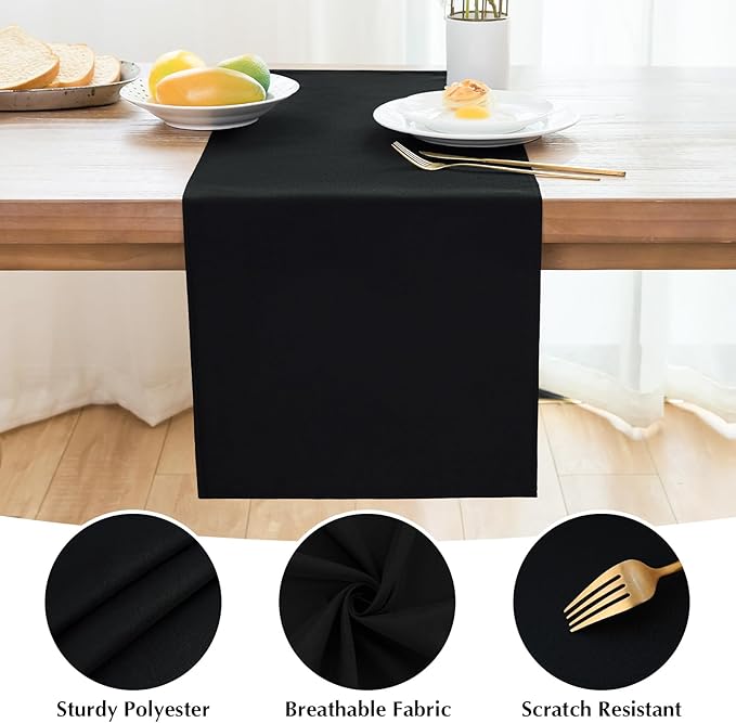 2 Pack Black Small Short Table Runner 12 x 24 Inch Solid Color Runners Coffee - Image 4