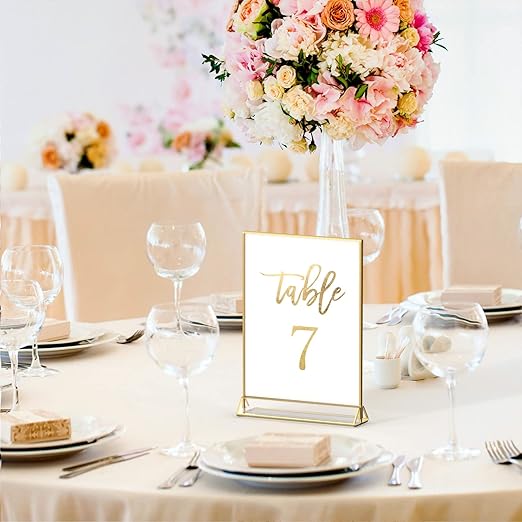 NIUBEE 6Pack 5 x 7 Clear Acrylic Wedding Table Number Holder Stands - Image 2