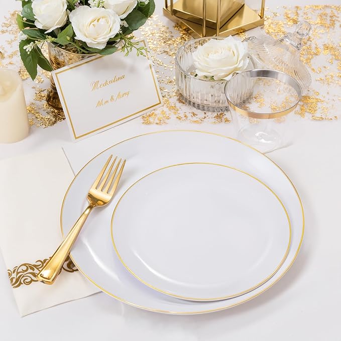 NOCCUR 350PCS Gold Disposable Dinnerware Set - Image 3