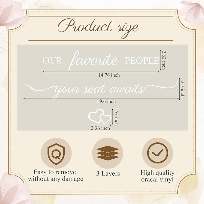 3 Pcs Wedding Seating Chart Decal Stickers DIY Our Favorite People Your Seat - Image 2