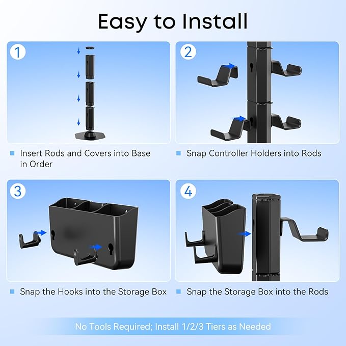 Controller Holder with Remote Control Storage Box, Headset and Controller Stand - Image 7